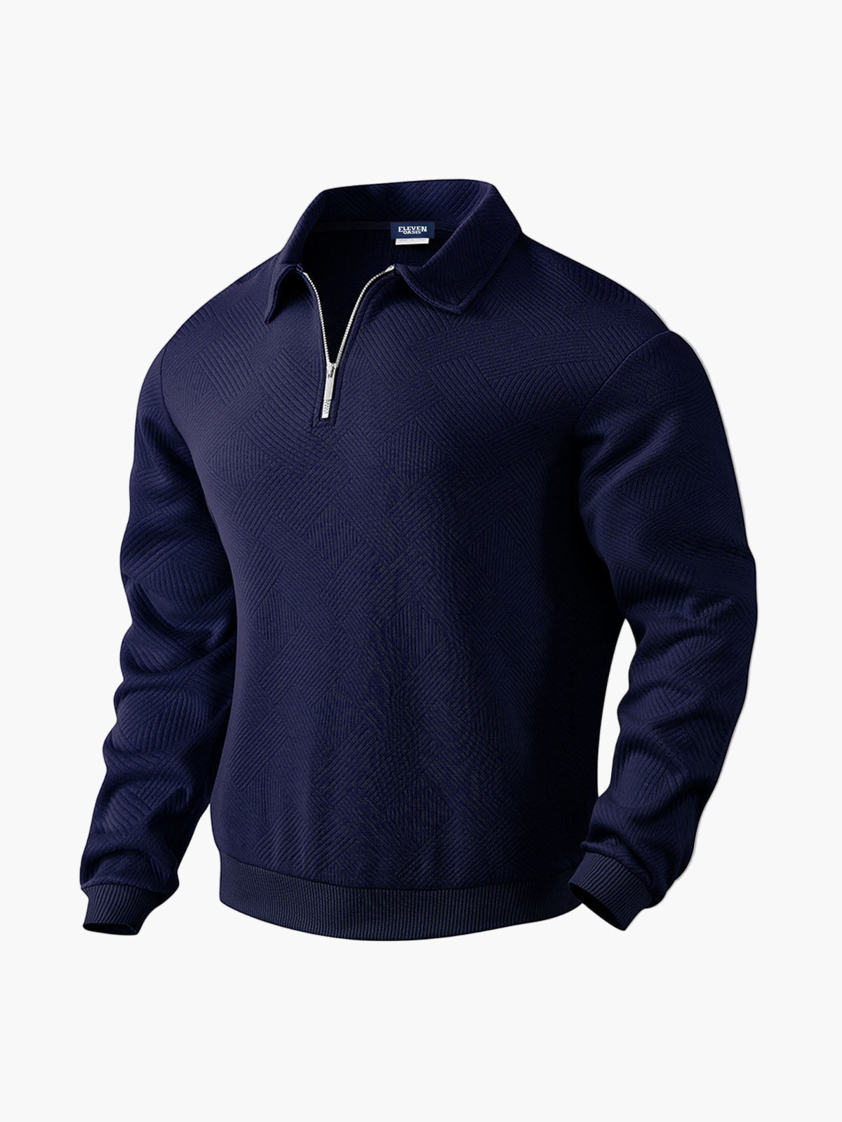 Men's Half-Zip Pullover Sweater with Patterned Texture, Smart-Casual Style