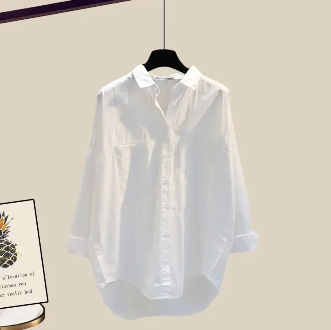 Women's 3-Piece Casual Office Layered Outfit Set – Relaxed Trousers, White Shirt & Asymmetric Knit Top