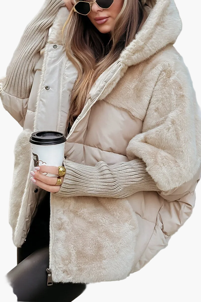 Women's Oversized Winter Hooded Puffer Jacket – Fashionable Warm Everyday Outerwear