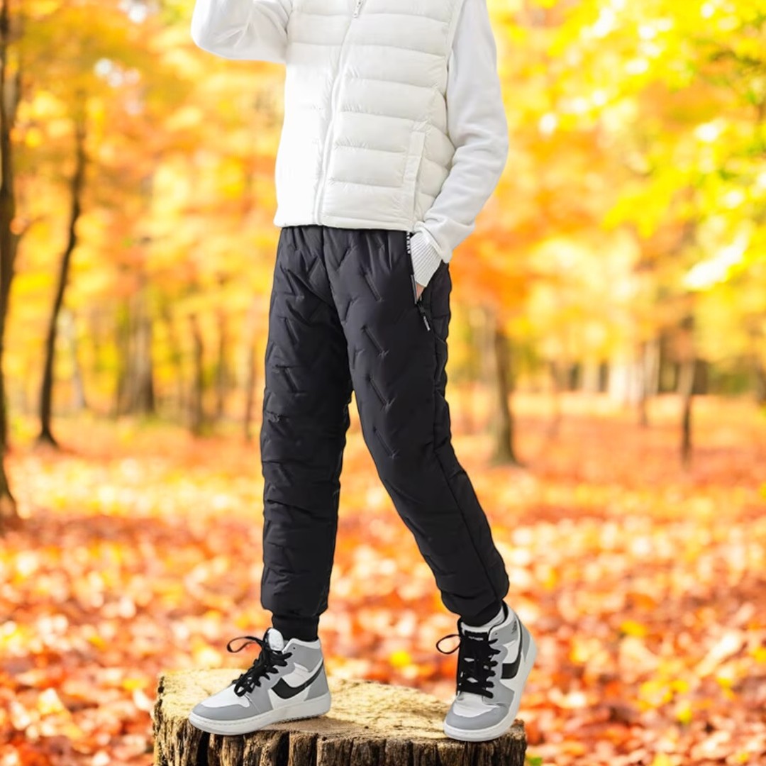 Kids' Outdoor Winter Quilted Thermal Pants – Stylish Padded Snow Joggers for Boys and Girls