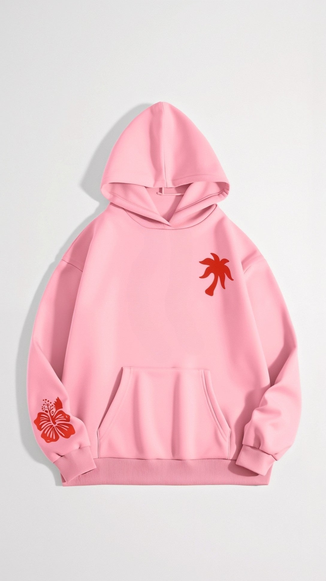 Women's Relaxed Fit Tropical Embroidered Hoodie – Casual Streetwear for Everyday and Travel
