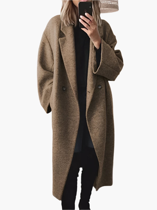 Women's Oversized Long Winter Coat – Elegant Minimalist Style for Everyday and Office