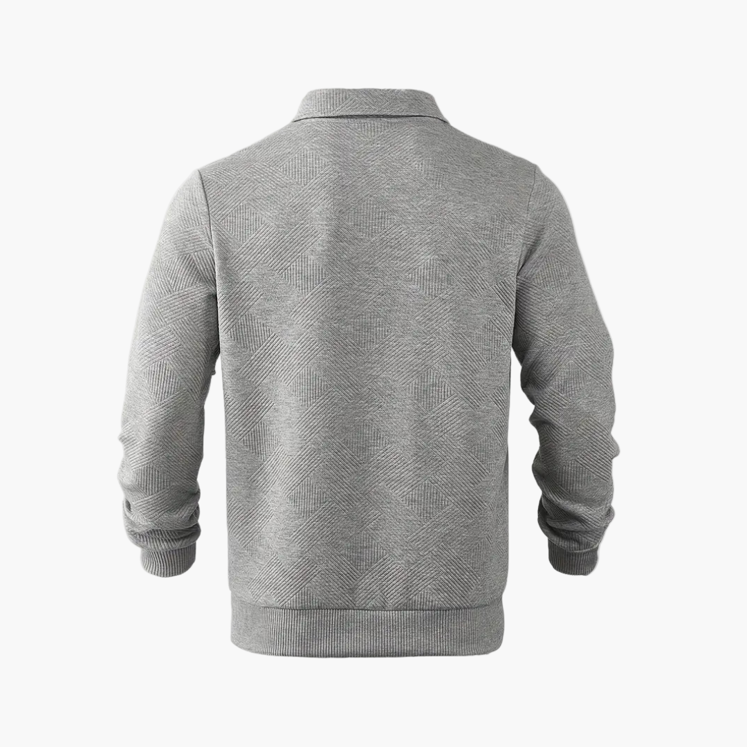 Men's Vintage Geometric Quarter-Zip Pullover Sweater, Casual Retro Style for Everyday and Office