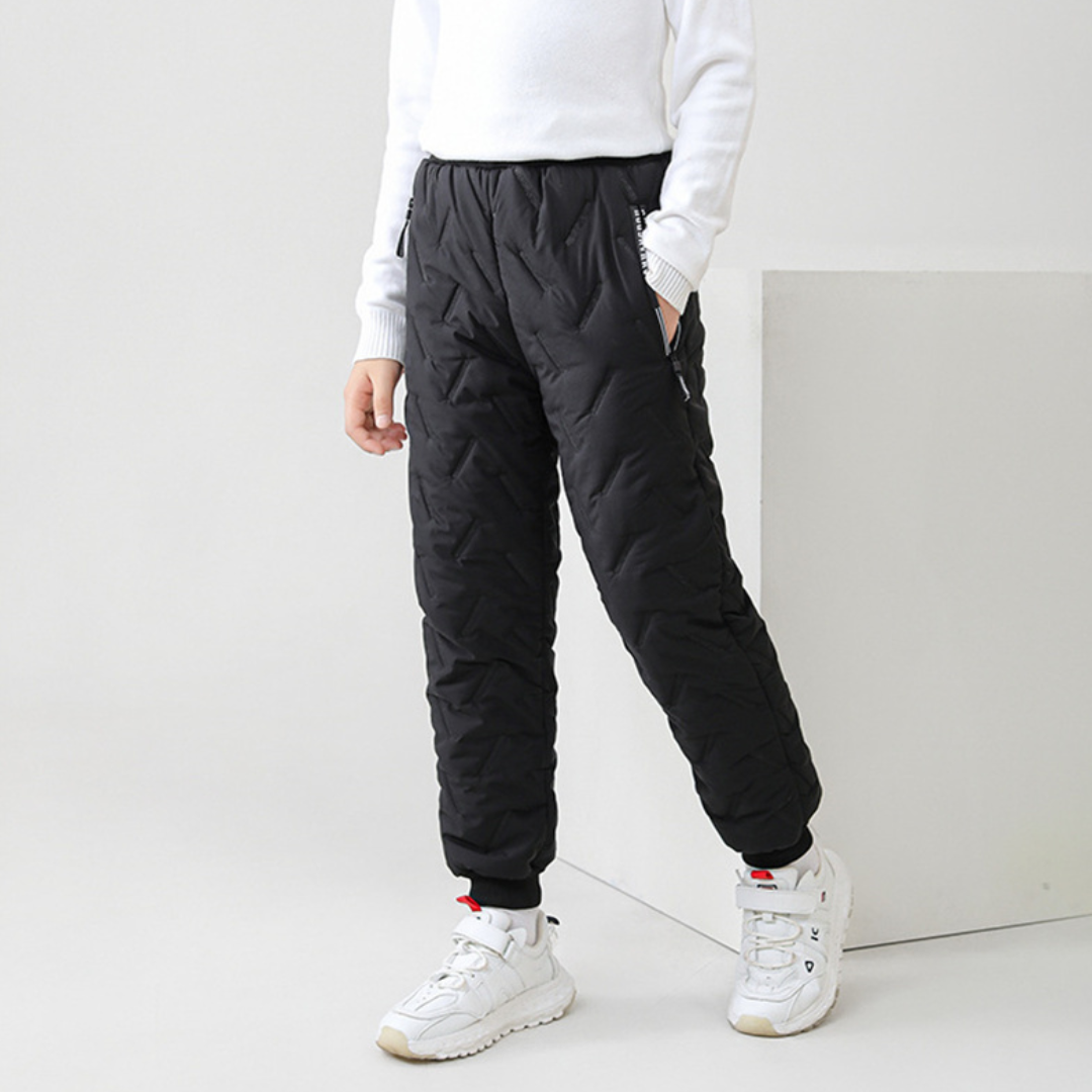 Kids' Outdoor Winter Quilted Thermal Pants – Stylish Padded Snow Joggers for Boys and Girls