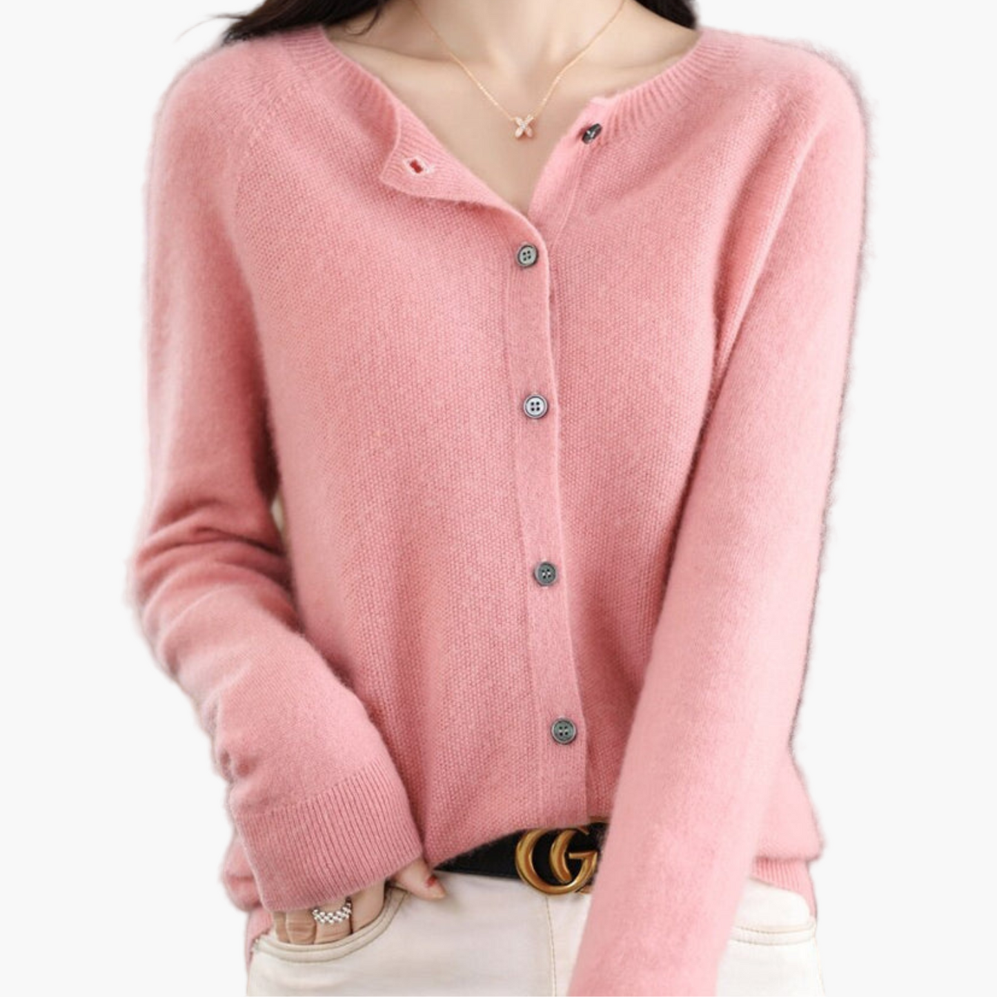 Women's Classic Button-Up Cardigan Sweater with Crew Neck – Elegant Everyday Layer for Work and Casual