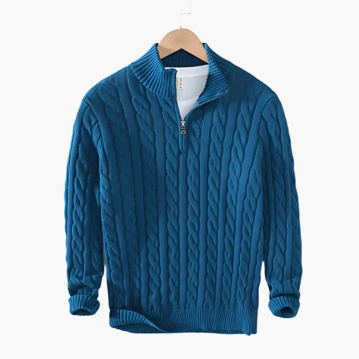 Men's Classic Cable Knit Quarter-Zip Sweater – Timeless Style for Everyday Wear