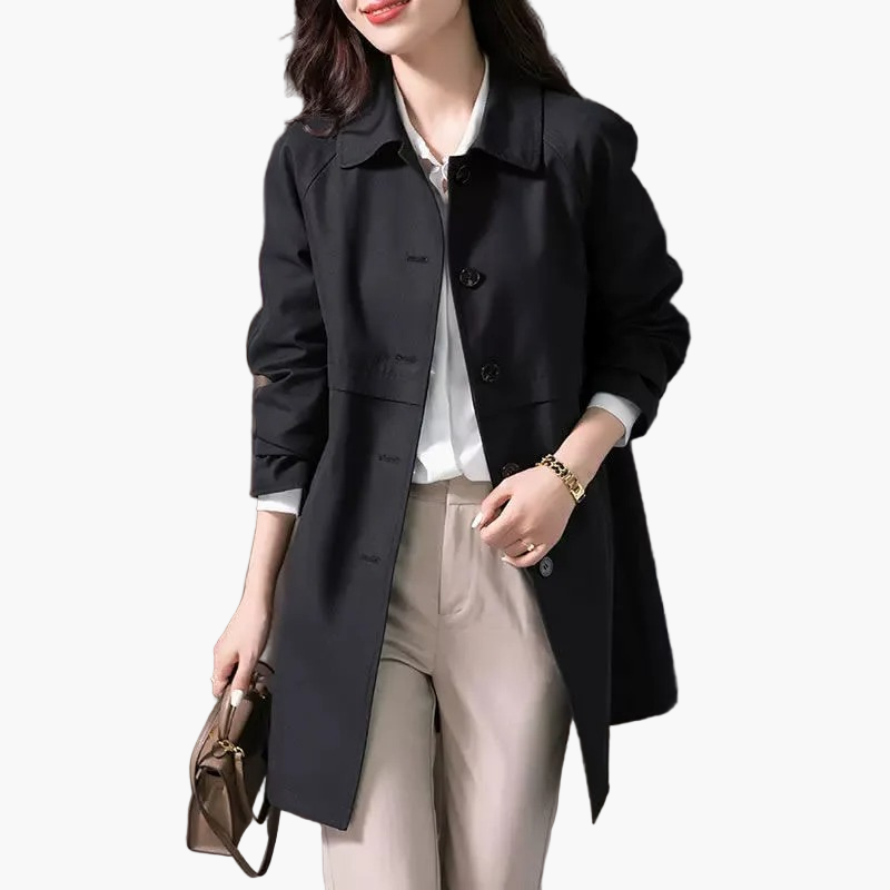 Women's Classic Short Trench Coat Elegant Single-Breasted Office and Everyday Wear