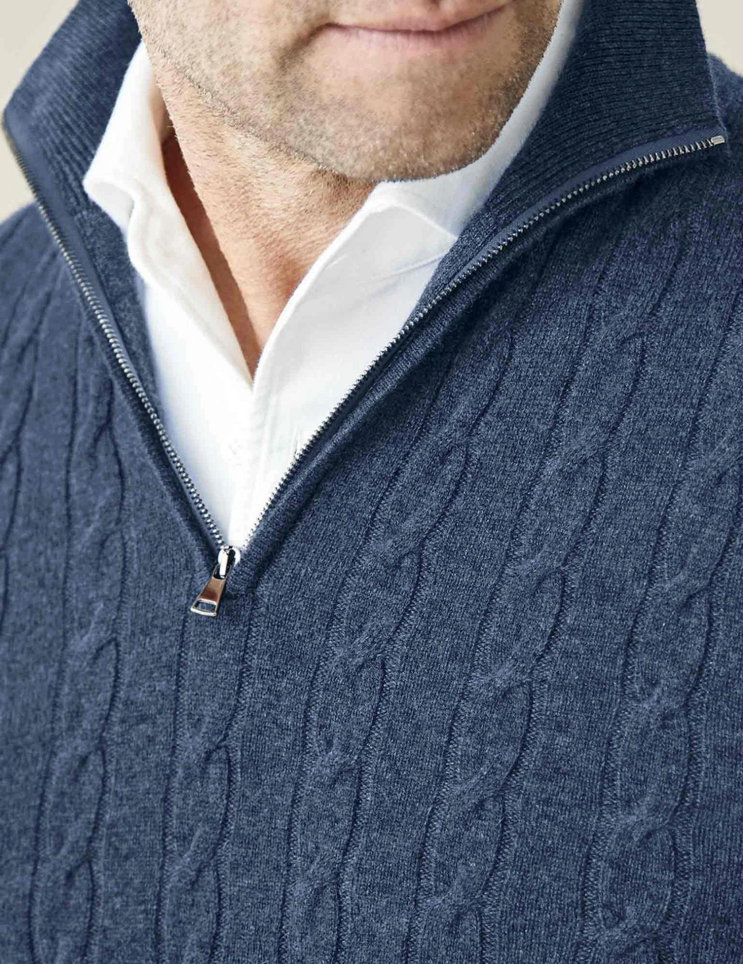 Men's Classic Cable Knit Quarter-Zip Sweater – Timeless Business & Casual Style