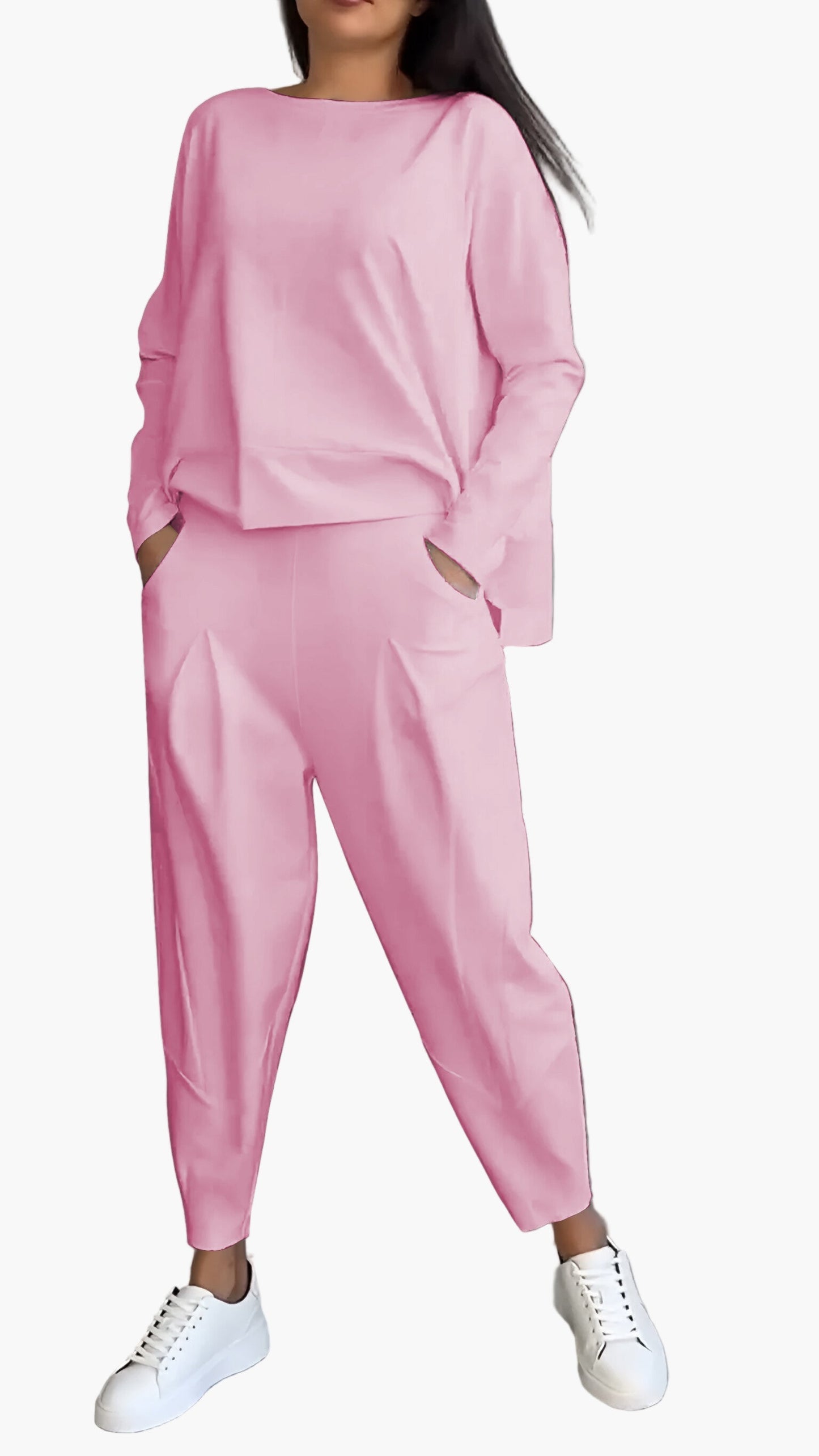 Women's Relaxed Fit Lounge Set Two-Piece Casual Sweatshirt and Jogger Pants Outfit