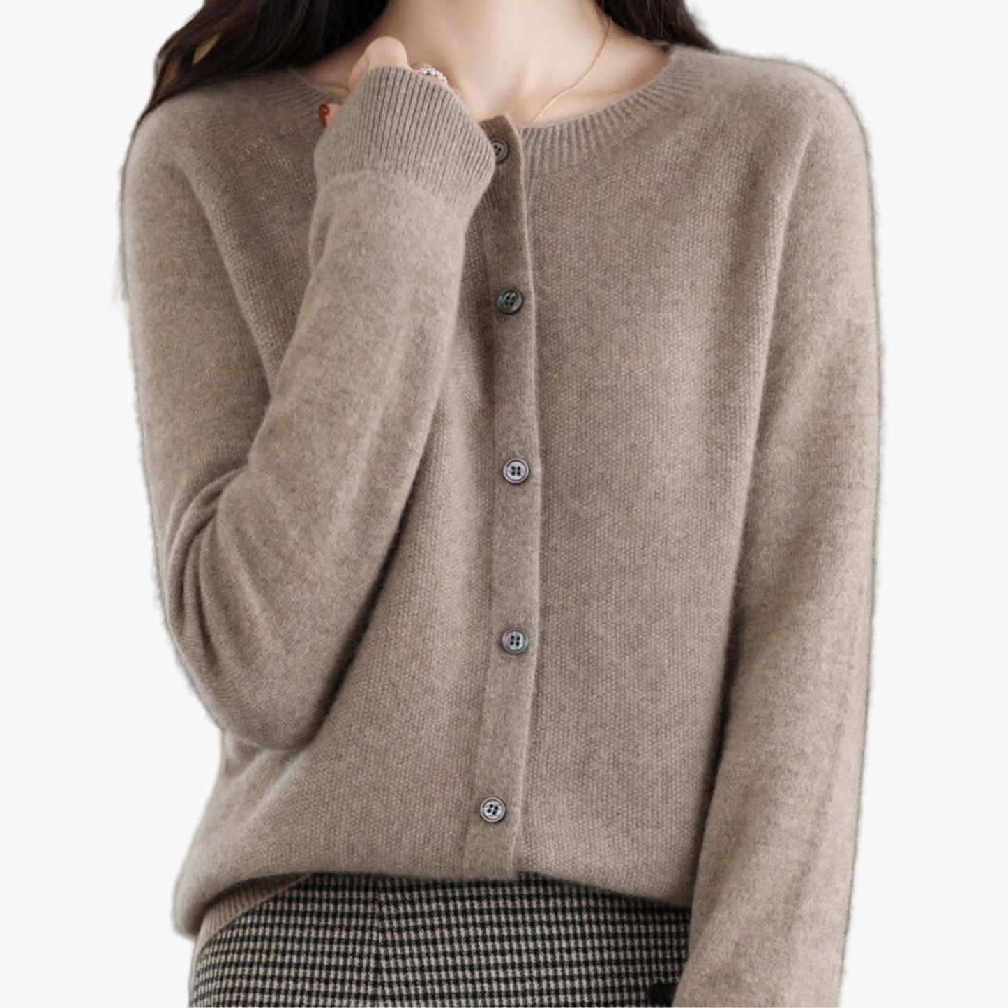 Women's Classic Button-Up Cardigan Sweater with Crew Neck – Elegant Everyday Layer for Work and Casual