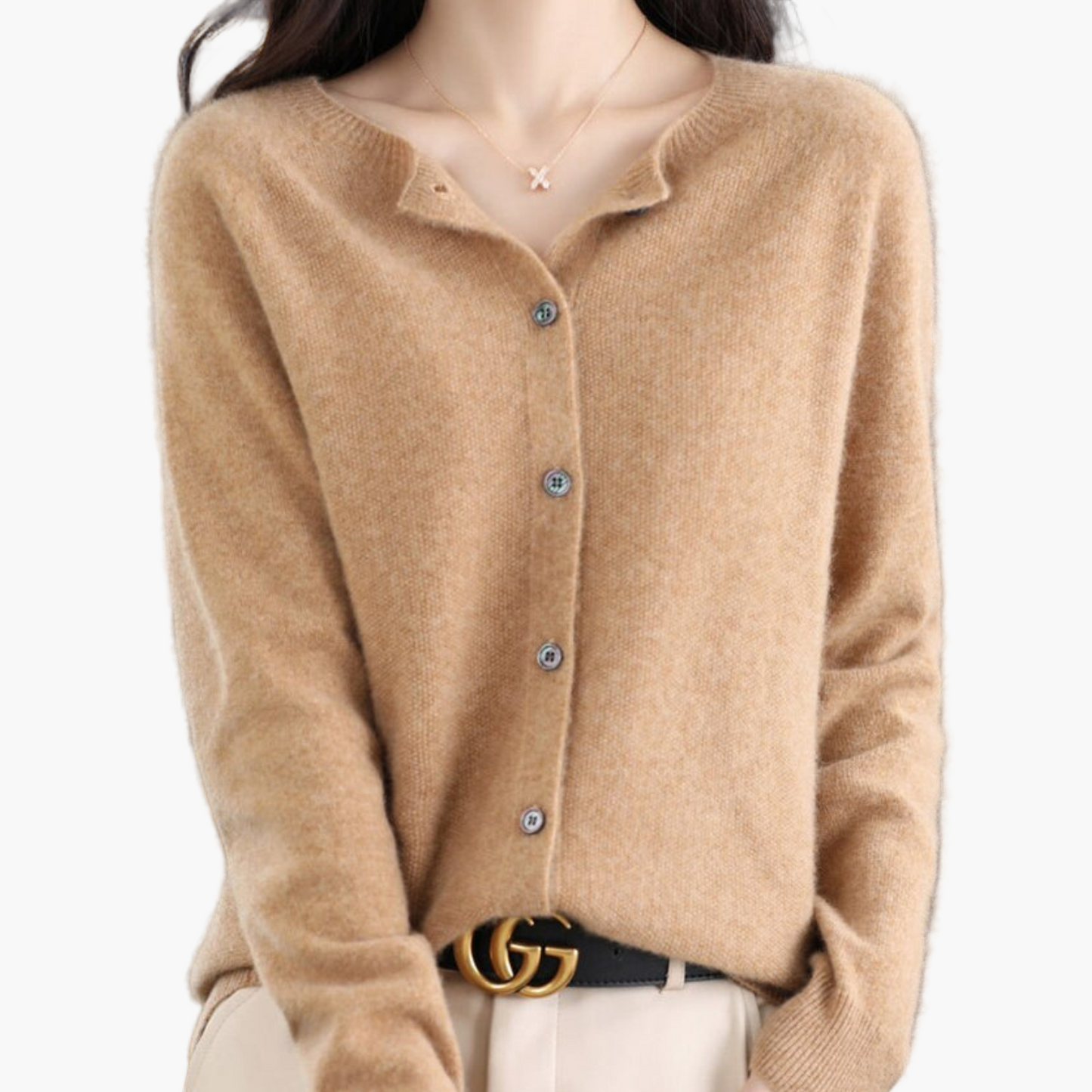 Women's Classic Button-Up Cardigan Sweater with Crew Neck – Elegant Everyday Layer for Work and Casual
