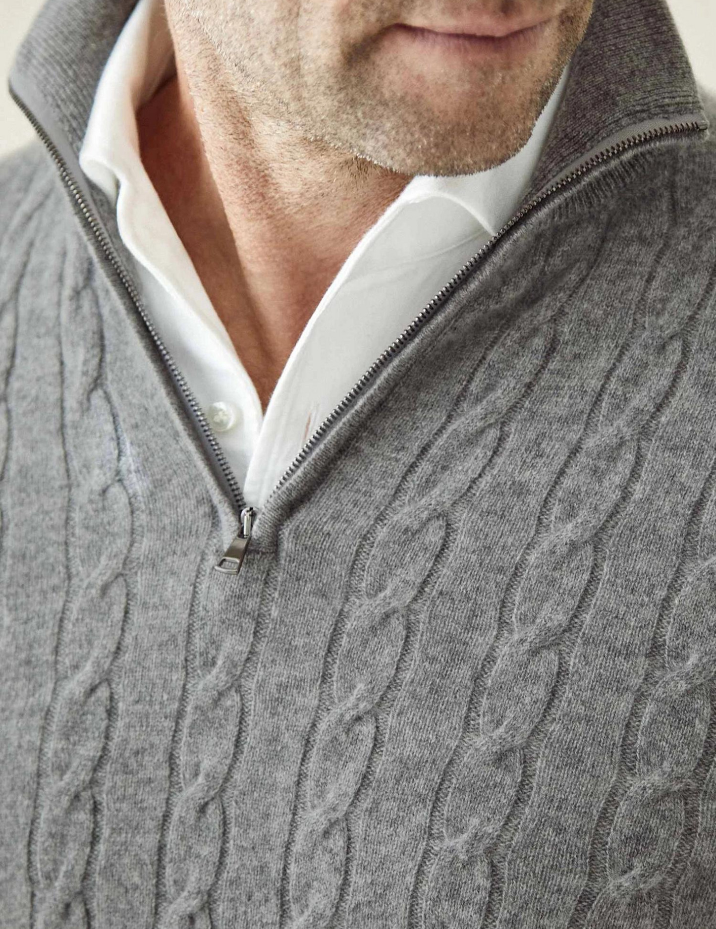 Men's Classic Cable Knit Quarter-Zip Sweater – Timeless Business & Casual Style