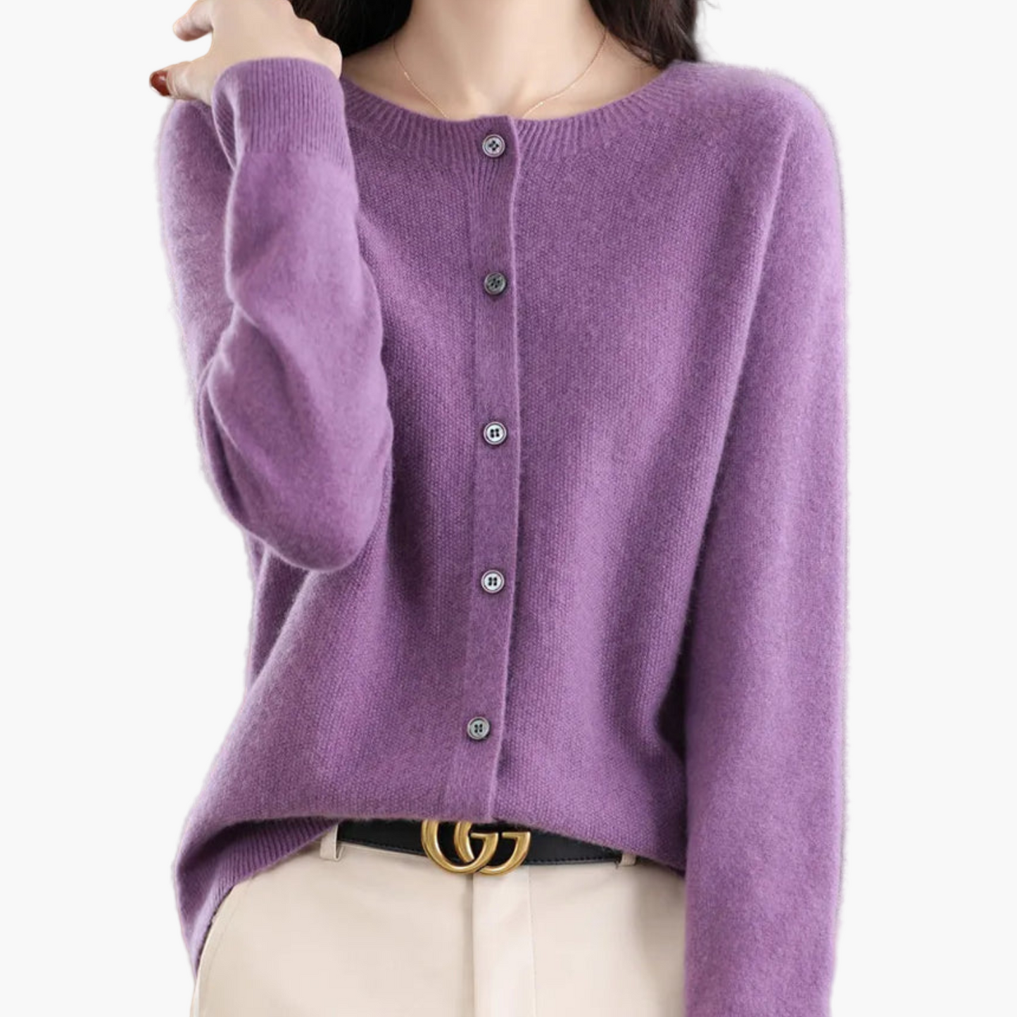 Women's Classic Button-Up Cardigan Sweater with Crew Neck – Elegant Everyday Layer for Work and Casual