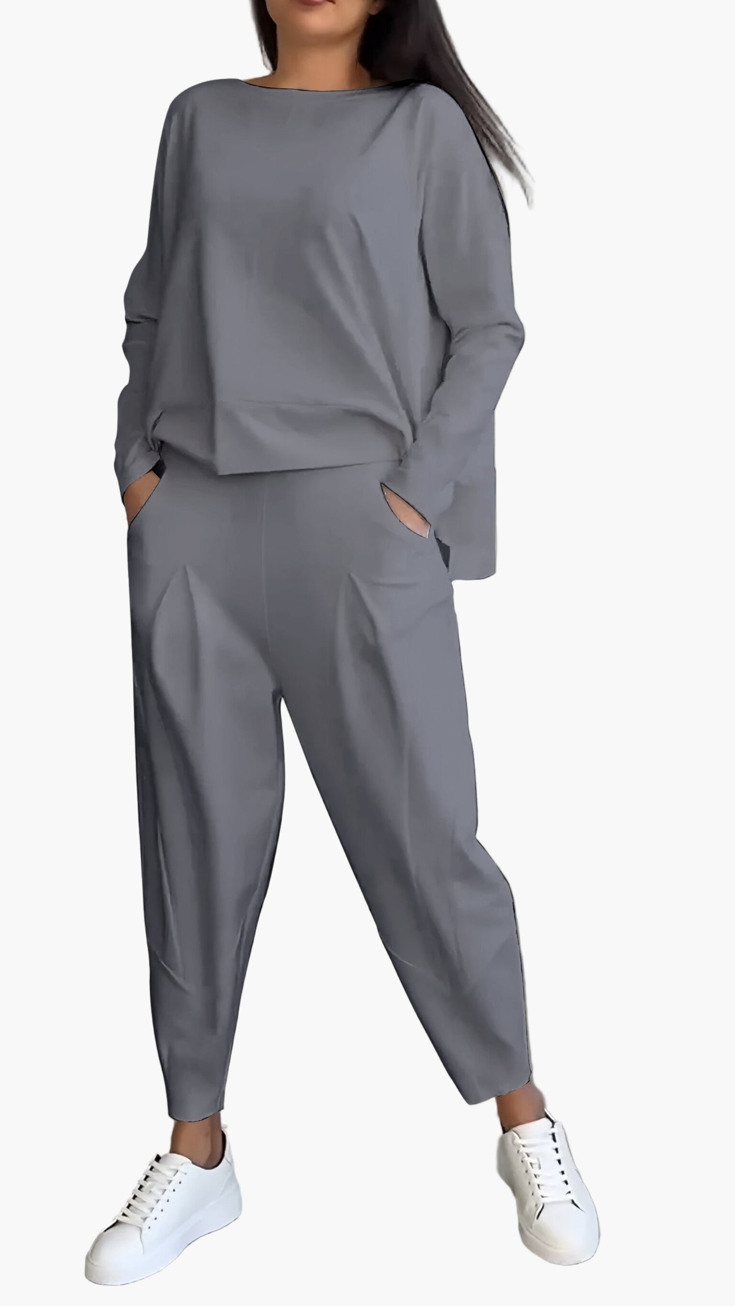 Women's Relaxed Fit Lounge Set Two-Piece Casual Sweatshirt and Jogger Pants Outfit