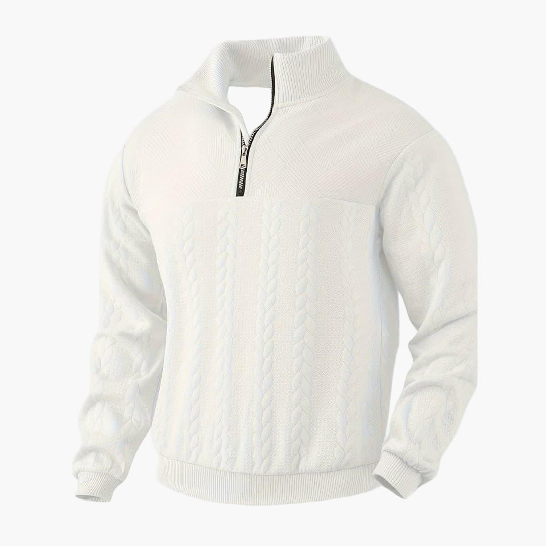 Men's Half-Zip Cable Knit Pullover Sweater for Versatile Everyday Style