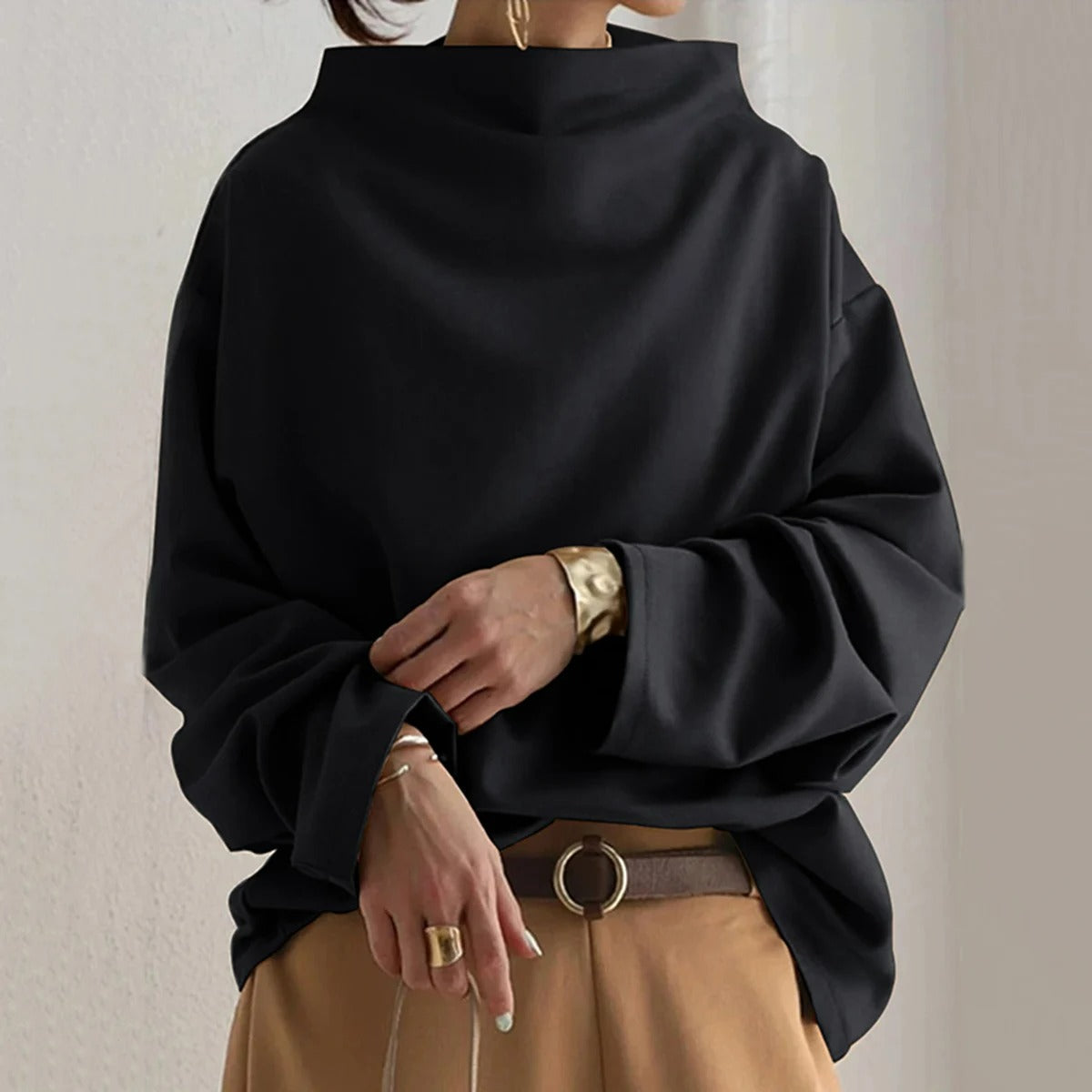 Women's Oversized Long Sleeve Pullover Sweater – Relaxed Modern Casual Style