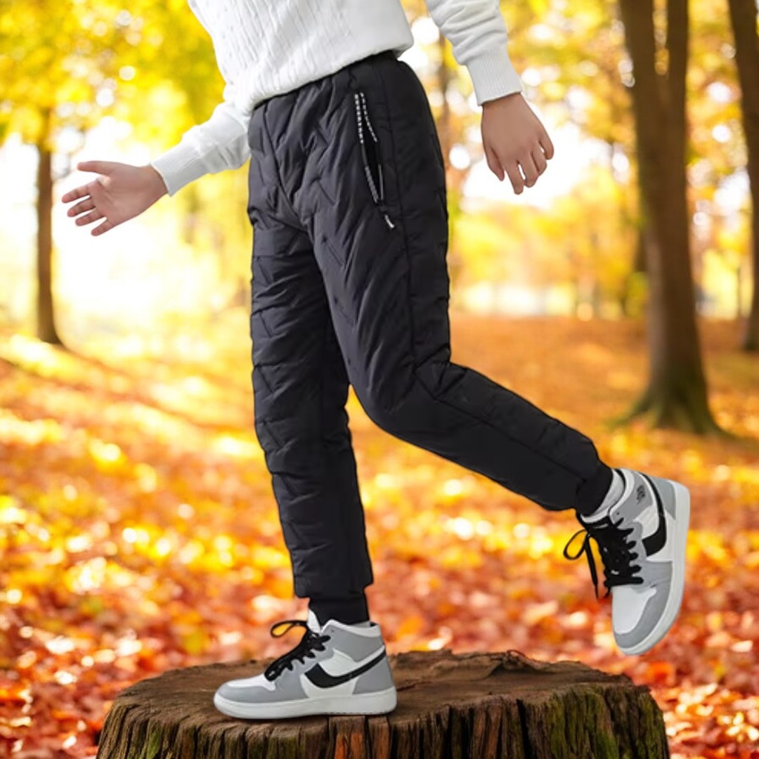 Kids' Outdoor Winter Quilted Thermal Pants – Stylish Padded Snow Joggers for Boys and Girls