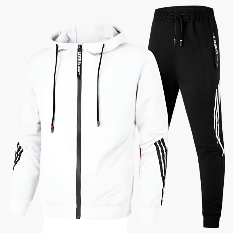 Men's Two-Piece Athletic Tracksuit Set – Sporty Hooded Jacket and Joggers for Training, Casual & Leisure