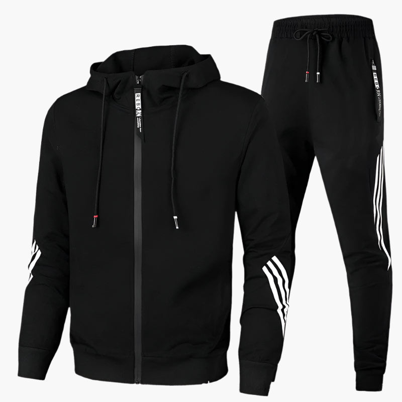 Men's Two-Piece Athletic Tracksuit Set – Sporty Hooded Jacket and Joggers for Training, Casual & Leisure
