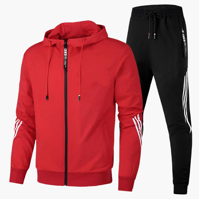 Men's Two-Piece Athletic Tracksuit Set – Sporty Hooded Jacket and Joggers for Training, Casual & Leisure