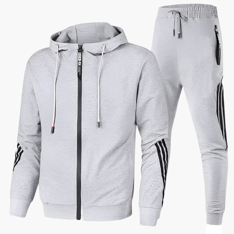 Men's Two-Piece Athletic Tracksuit Set – Sporty Hooded Jacket and Joggers for Training, Casual & Leisure
