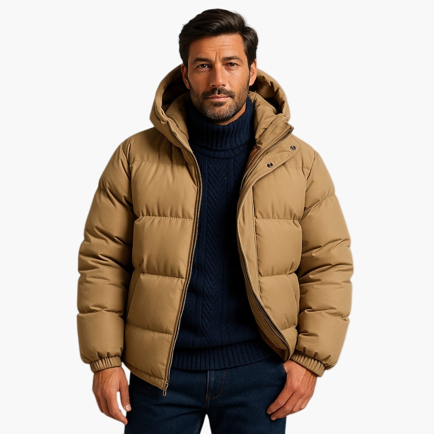 Men's Urban Winter Parka Puffer Jacket with Hood – Minimalist Style for City and Outdoor