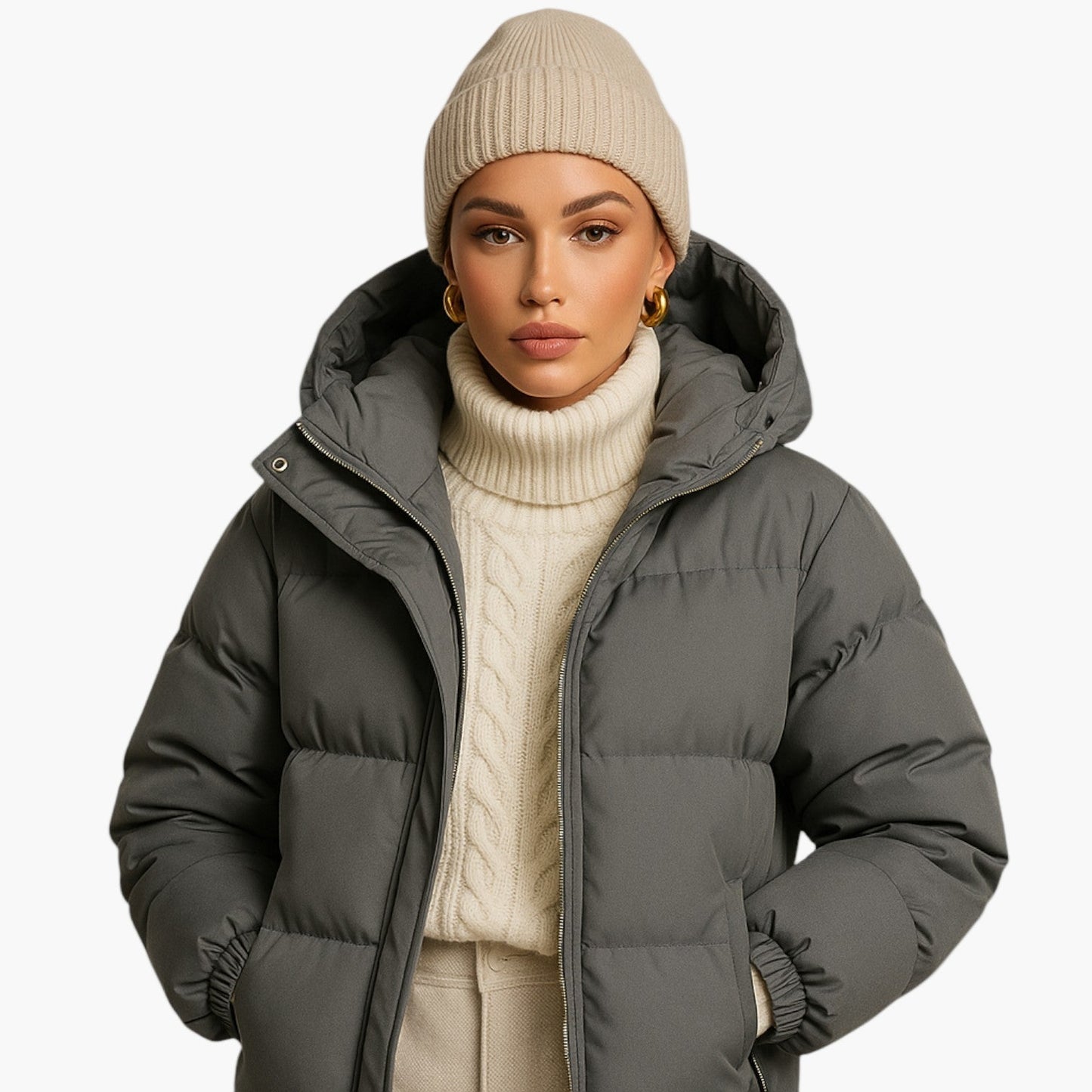 Men's Urban Winter Parka Puffer Jacket with Hood – Minimalist Style for City and Outdoor