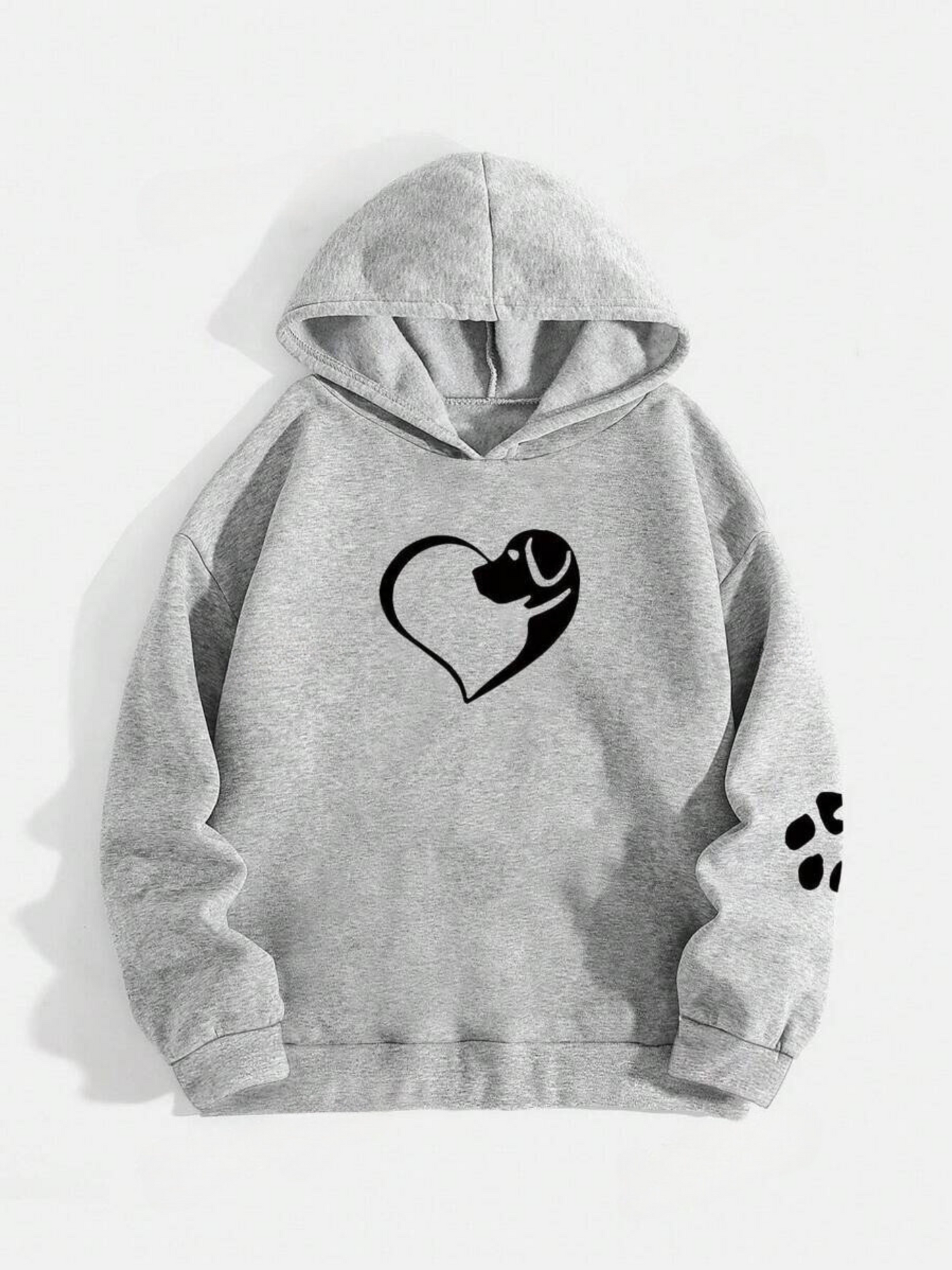 Women's Dog Lover Hoodie with Heart and Paw Print – Casual Pullover for Animal Lovers