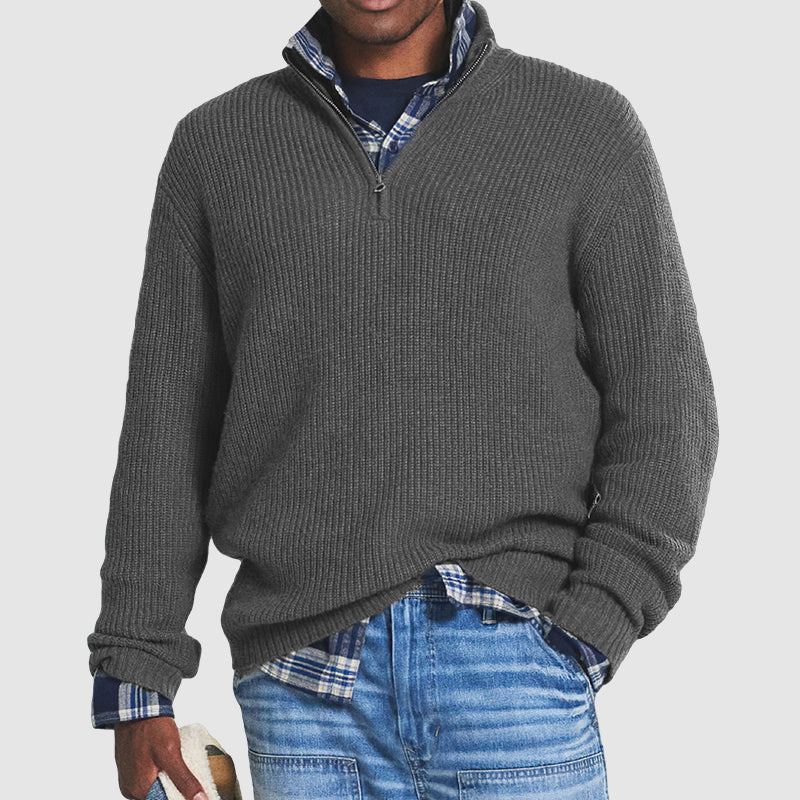 Men's Business Casual Quarter-Zip Knit Pullover Sweater – Versatile Everyday Style