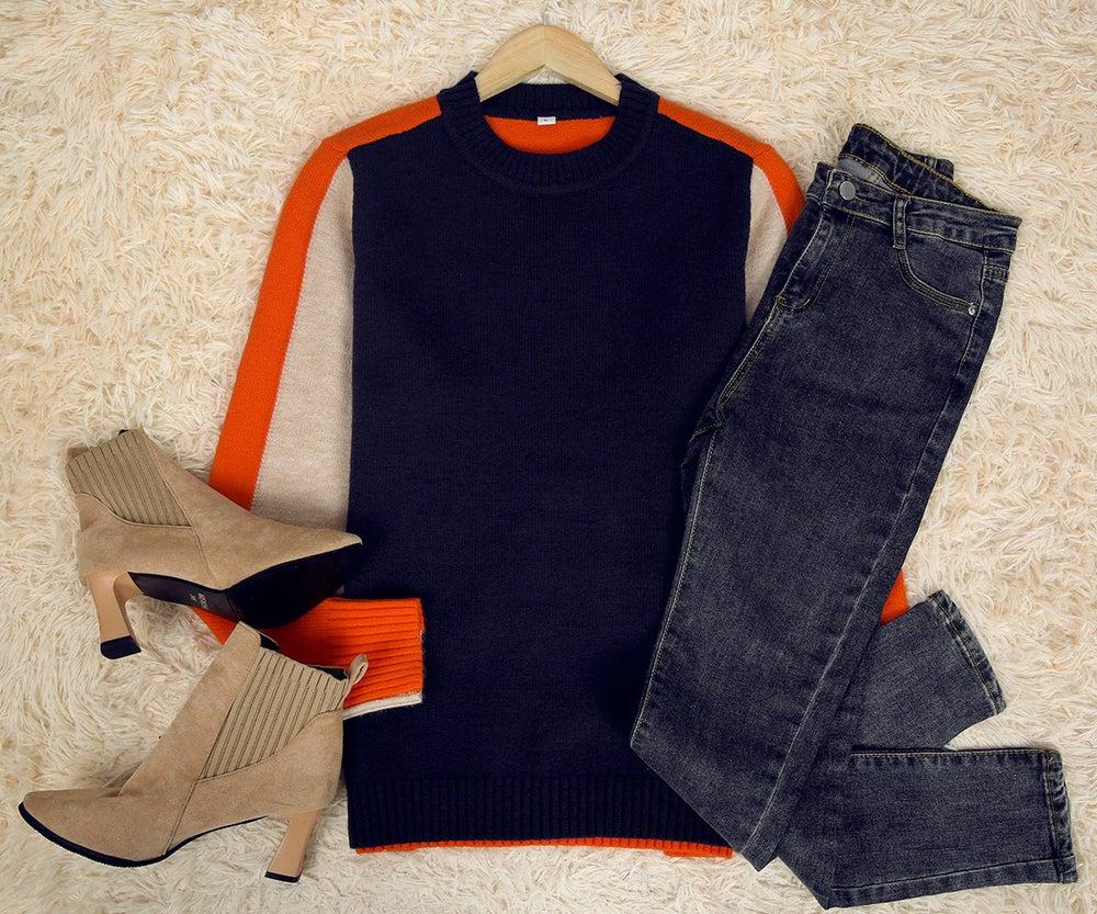 Women's Modern Colorblock Sweater Urban Chic Pullover
