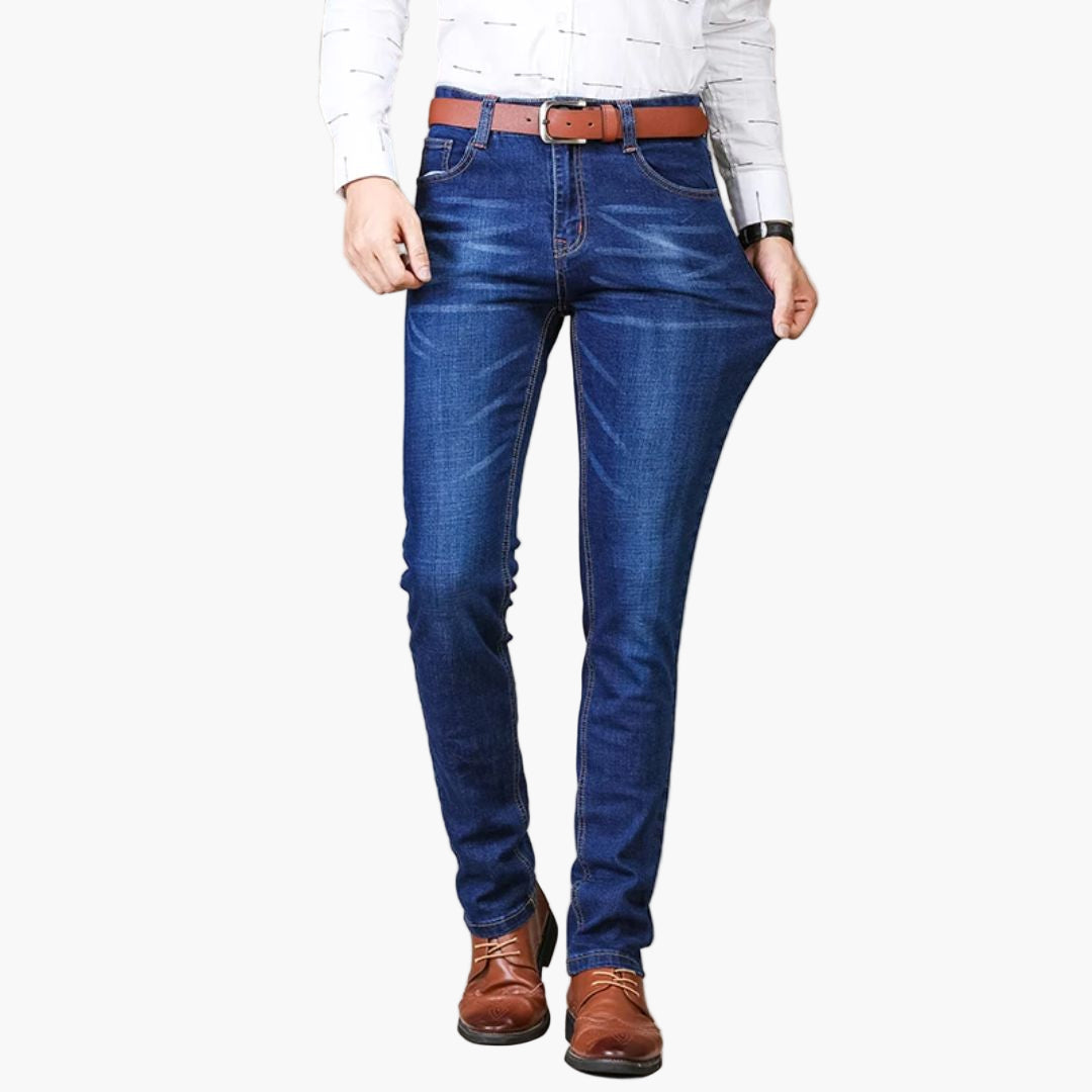 Men's Stretch Straight-Leg Business Casual Jeans - Comfortable Everyday Fit