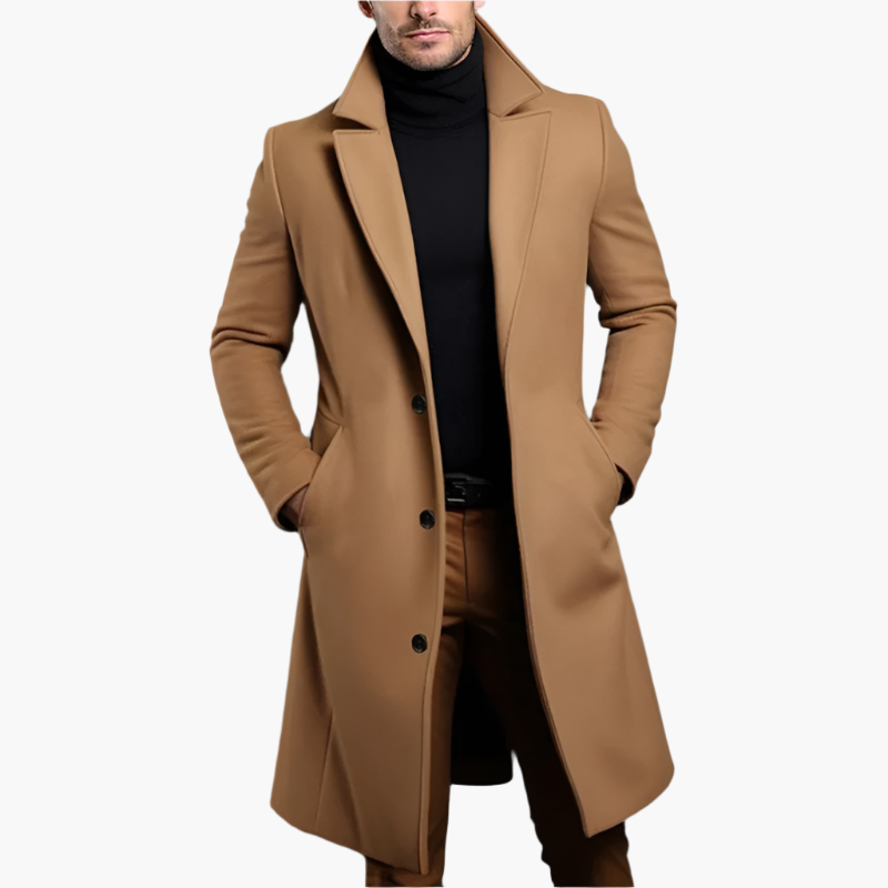 Men's Classic Long Overcoat – Modern Business & Casual Style