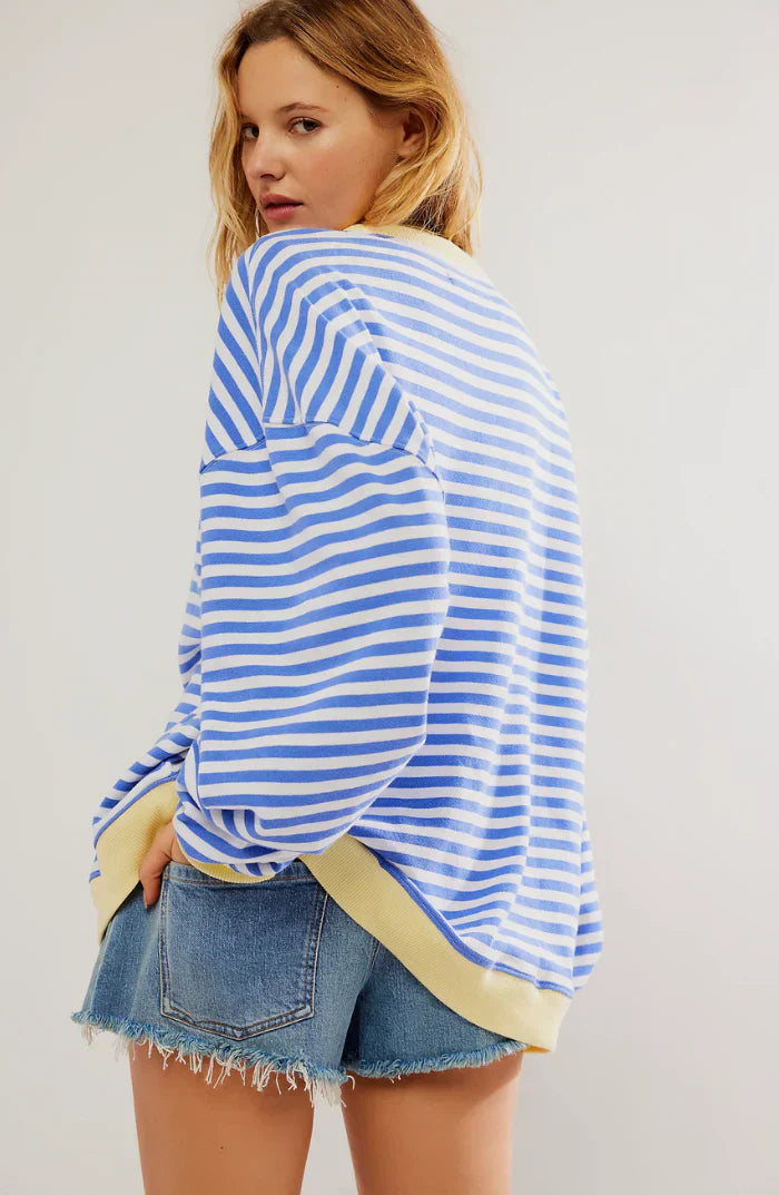 Women's Oversized Striped Pullover Casual Lounge Top