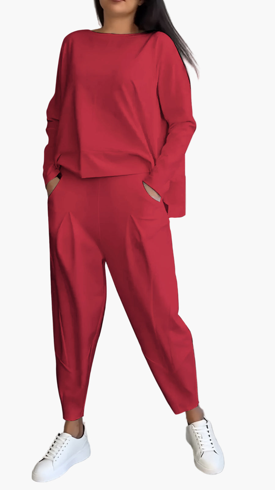 Women's Relaxed Fit Lounge Set Two-Piece Casual Sweatshirt and Jogger Pants Outfit