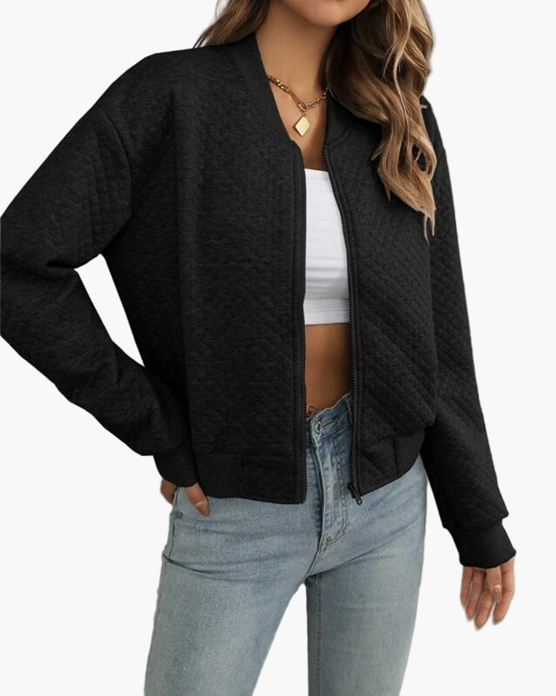 Women's Quilted Bomber Jacket Urban Casual Style