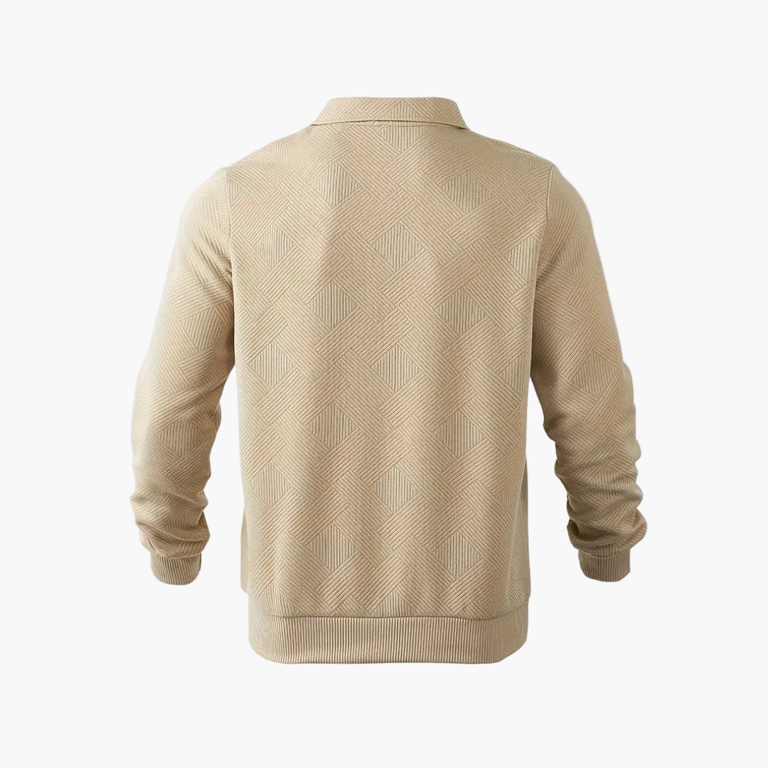 Men's Vintage Geometric Quarter-Zip Pullover Sweater, Casual Retro Style for Everyday and Office