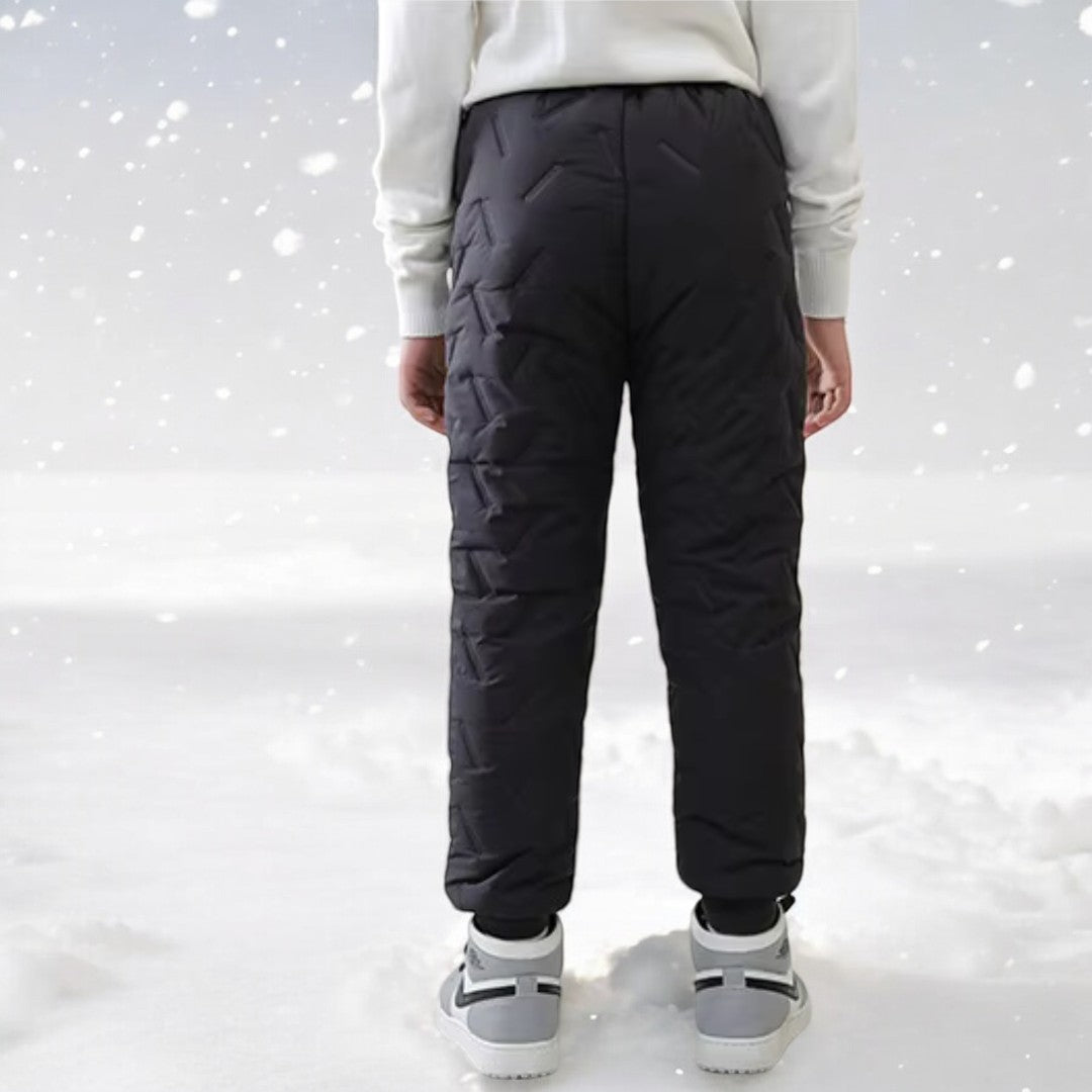 Kids' Outdoor Winter Quilted Thermal Pants – Stylish Padded Snow Joggers for Boys and Girls