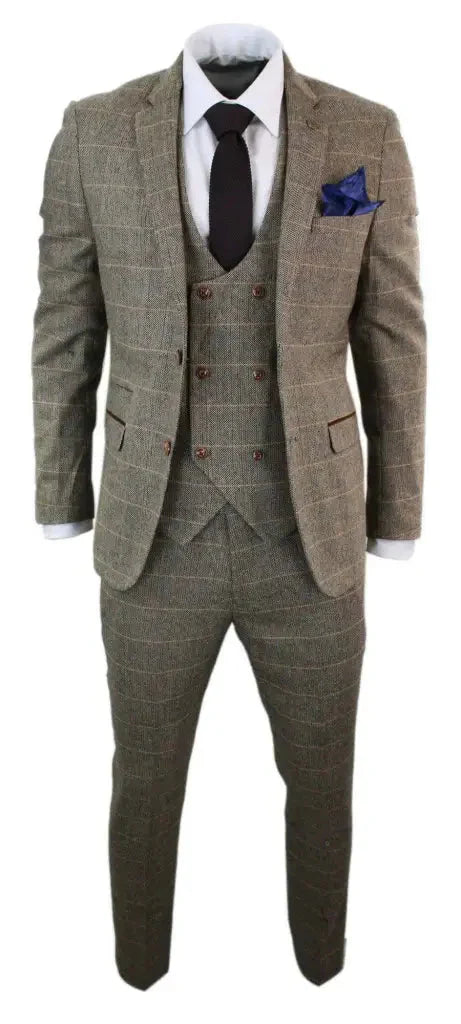 Men's 3-Piece Double Breasted Classic British Suit – Timeless Formal Style for Weddings, Business & Special Events