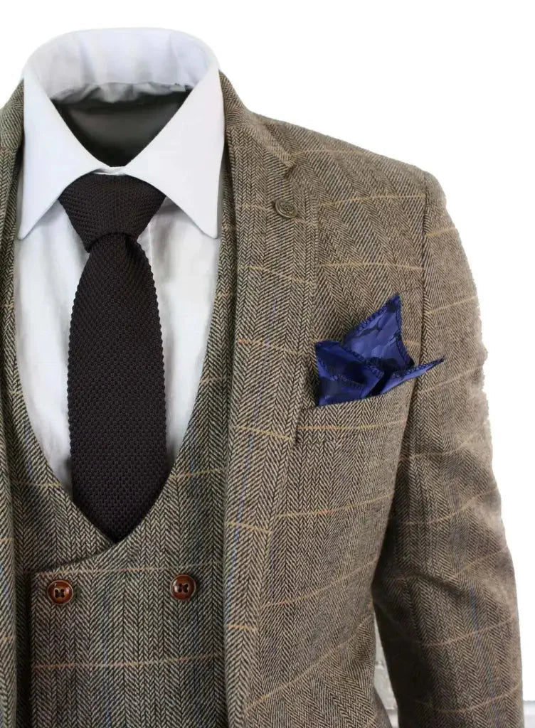Men's 3-Piece Double Breasted Classic British Suit – Timeless Formal Style for Weddings, Business & Special Events