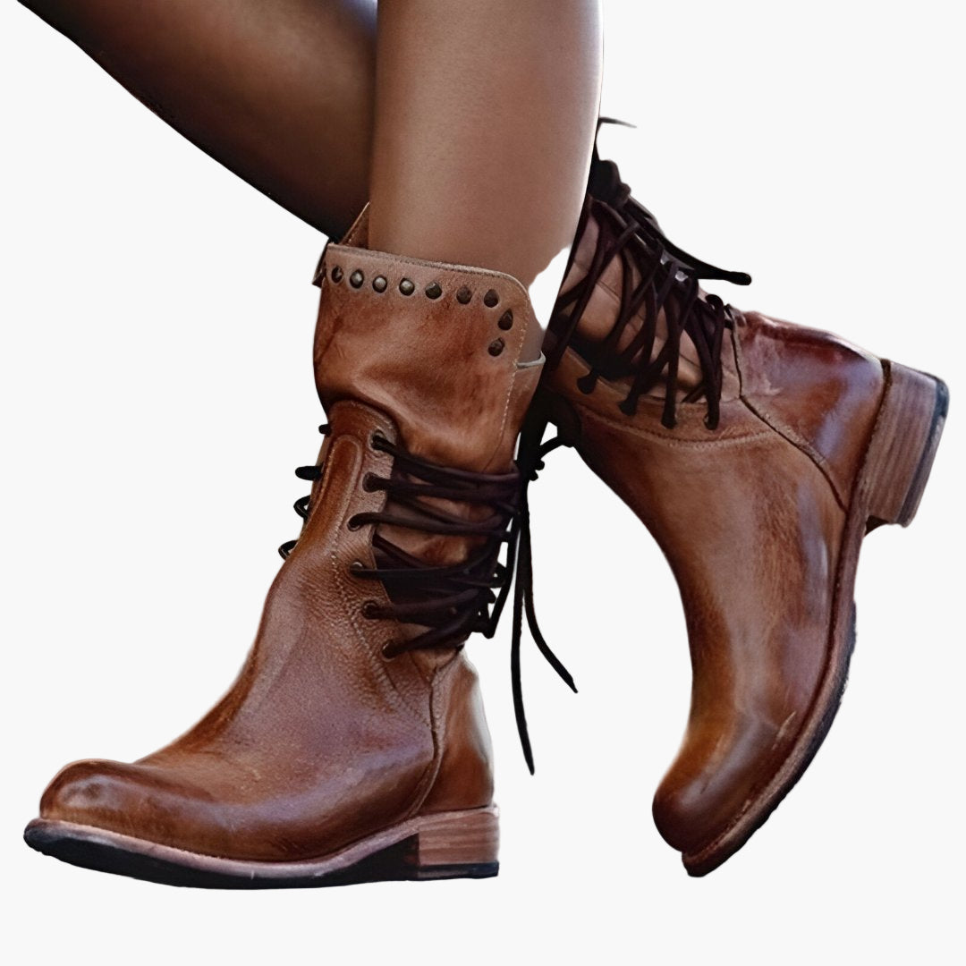 Women's Vintage Lace-Up Boots - Retro Style Fashion Ankle Boots for Everyday and Adventure