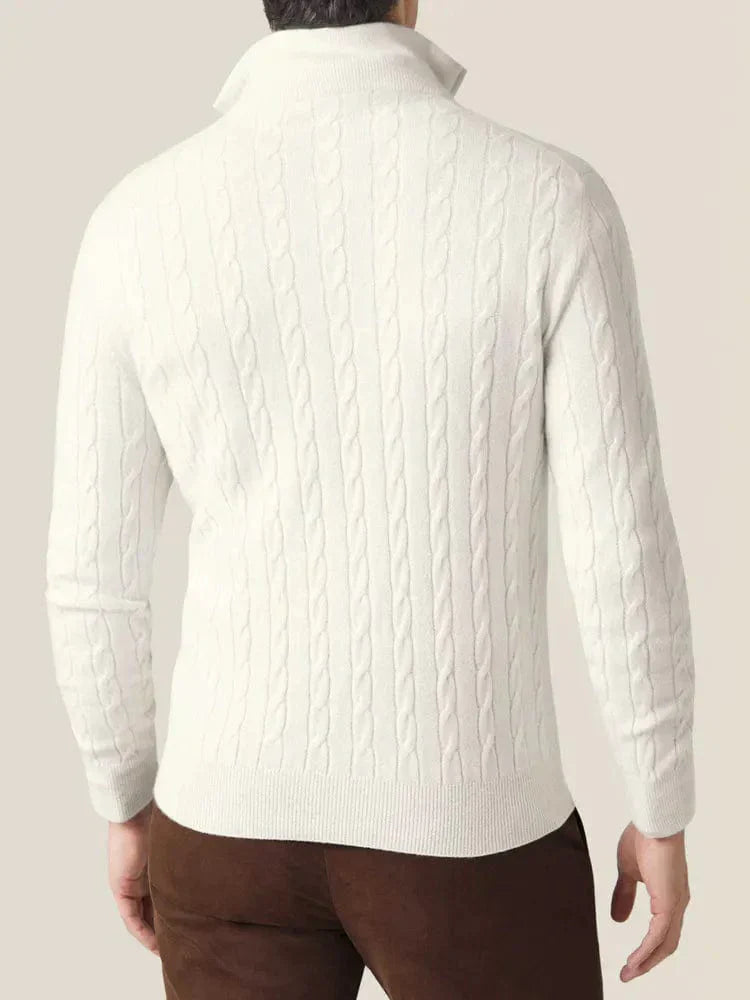 Men's Classic Cable Knit Quarter-Zip Sweater – Timeless Business & Casual Style