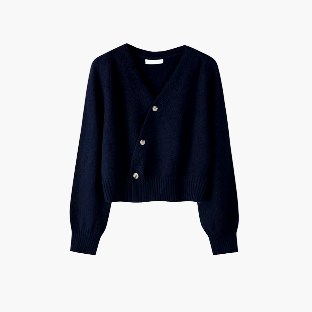 Women's Asymmetric Button V-Neck Cardigan Sweater for Everyday and Office Style