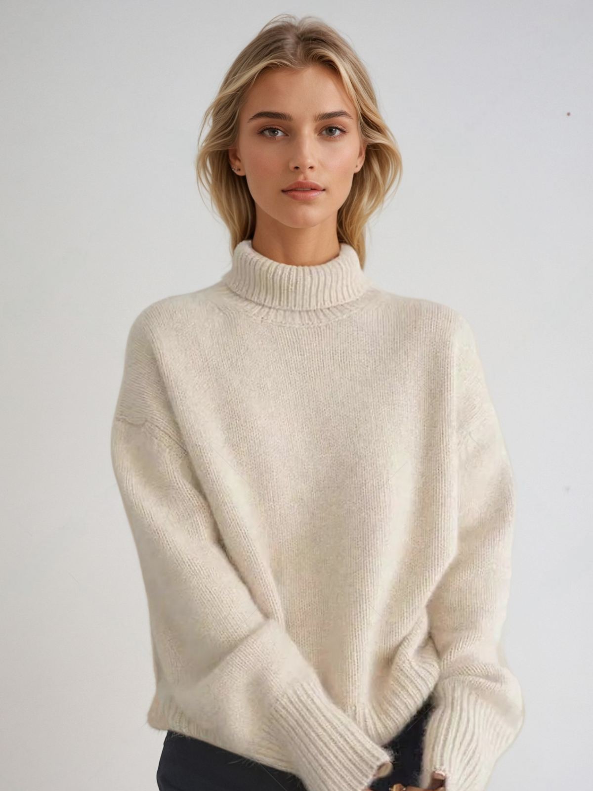 Women's Minimalist Turtleneck Oversized Sweater – Modern Casual Style