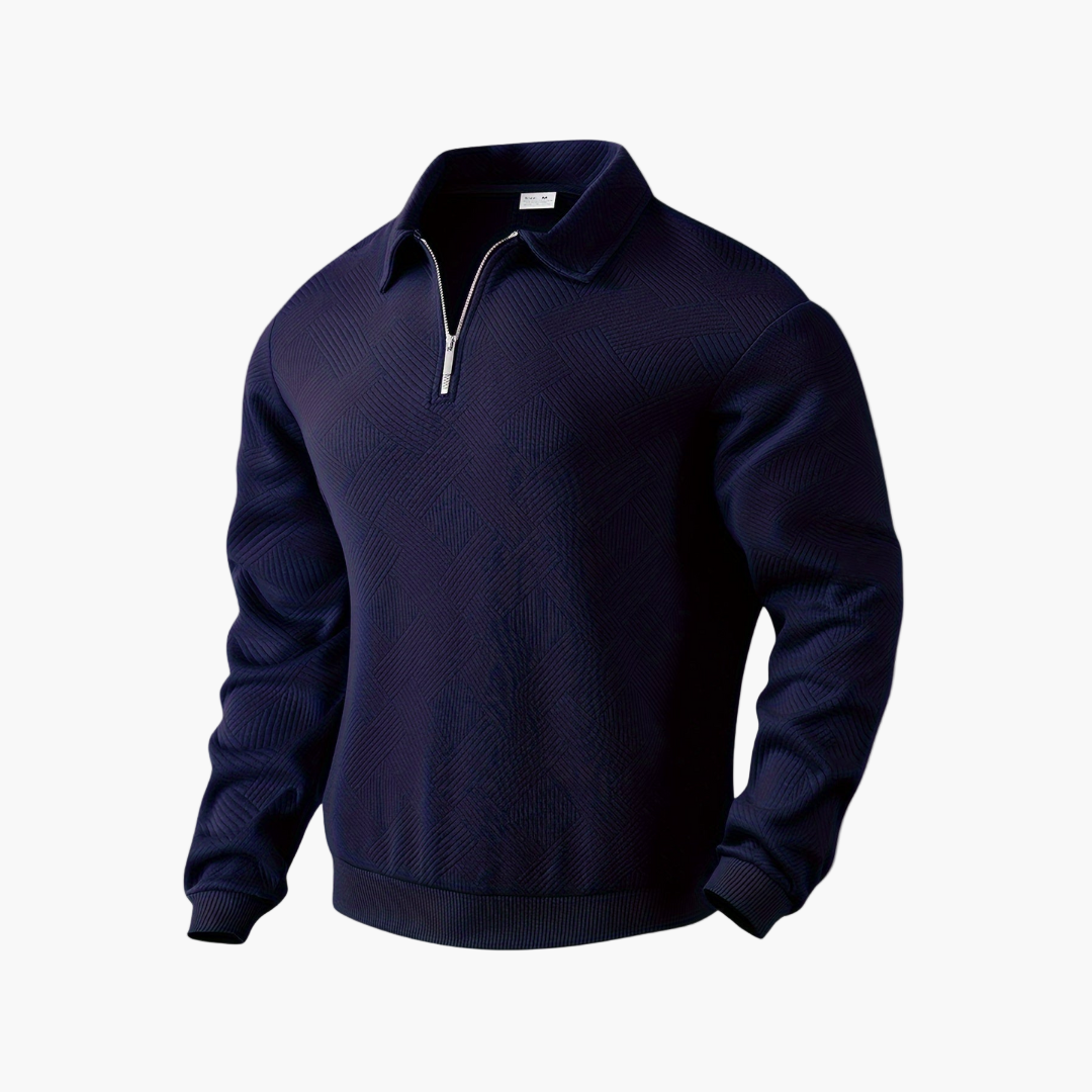 Men's Vintage Geometric Quarter-Zip Pullover Sweater, Casual Retro Style for Everyday and Office
