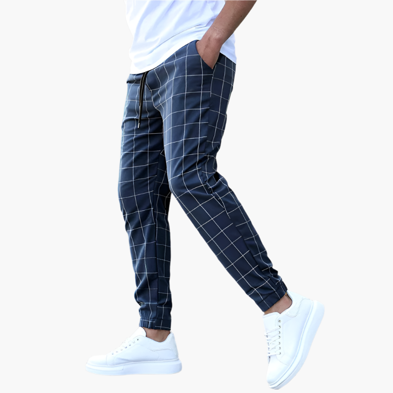Men's Casual Check Pattern Jogger Pants for Everyday and Athletic Wear