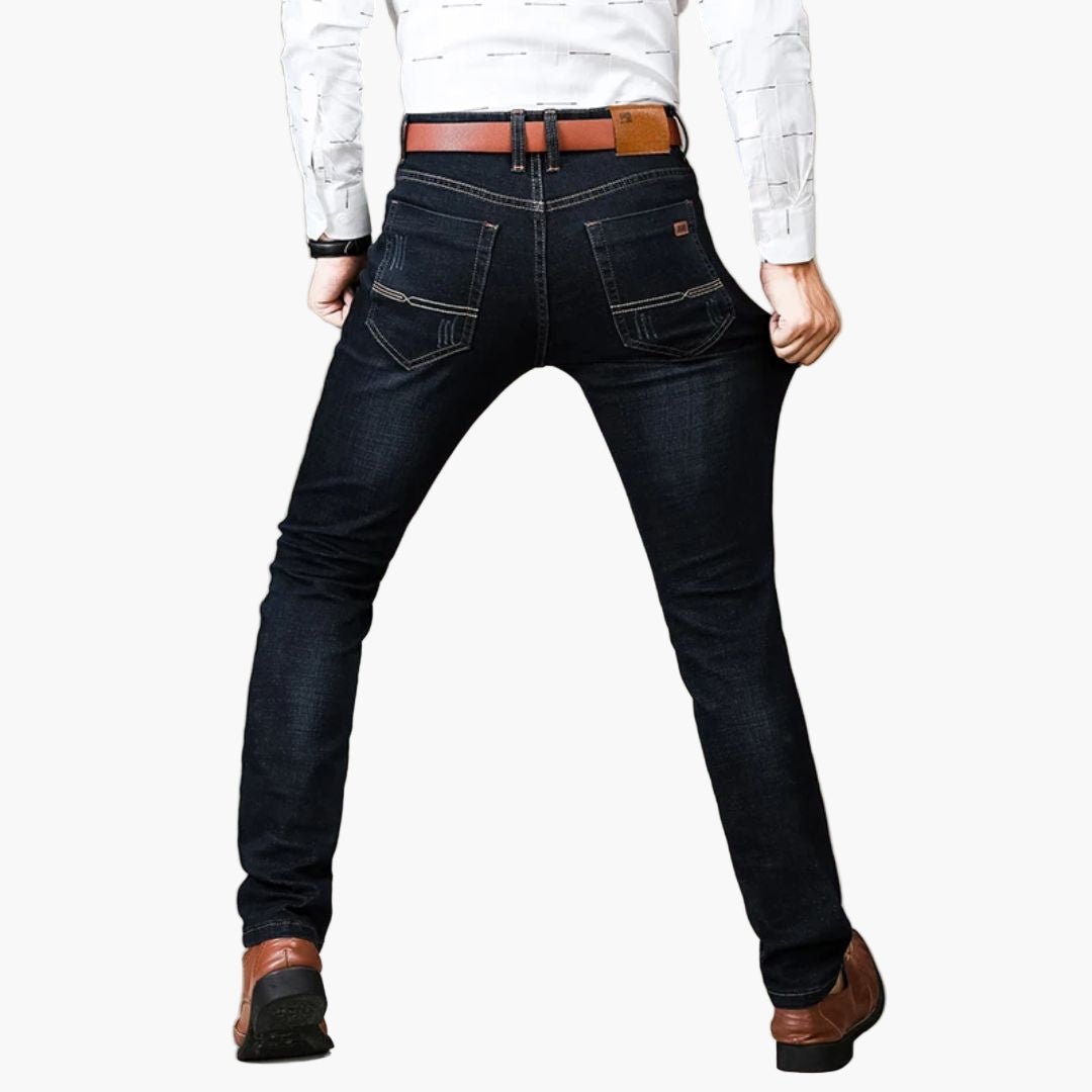 Men's Stretch Straight-Leg Business Casual Jeans - Comfortable Everyday Fit