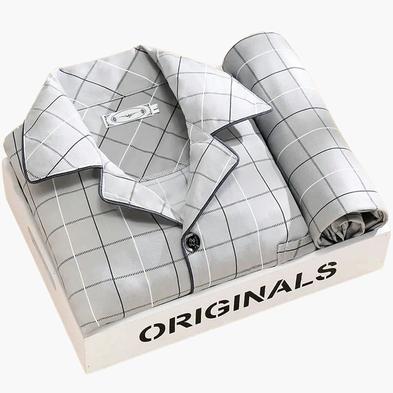 Men's Classic Wheat Print Pajama Set, Long Sleeve Loungewear, Stylish Sleepwear for Home Comfort