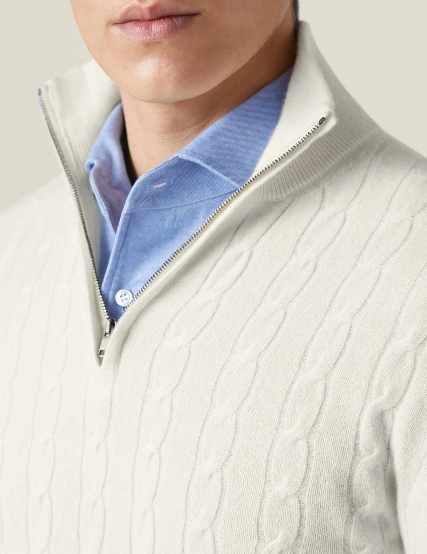 Men's Classic Cable Knit Quarter-Zip Sweater – Timeless Business & Casual Style