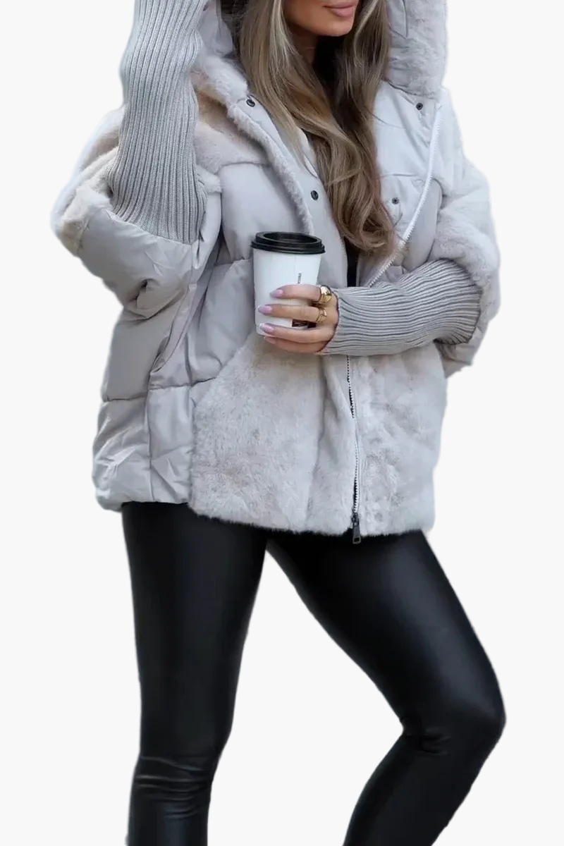 Women's Oversized Winter Hooded Puffer Jacket – Fashionable Warm Everyday Outerwear