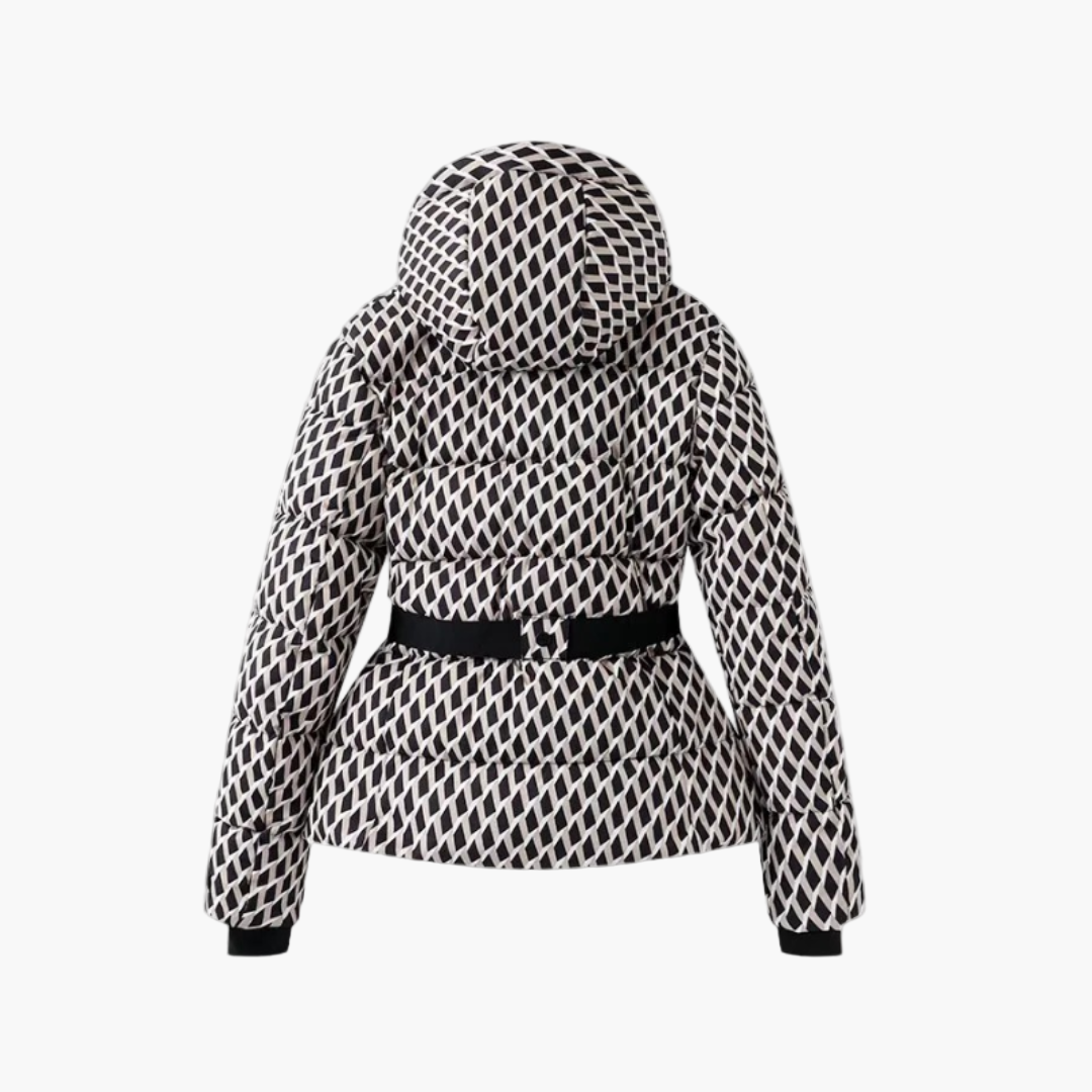 Women's Stylish Belted Puffer Jacket with Hood – Winter Fashion Outerwear